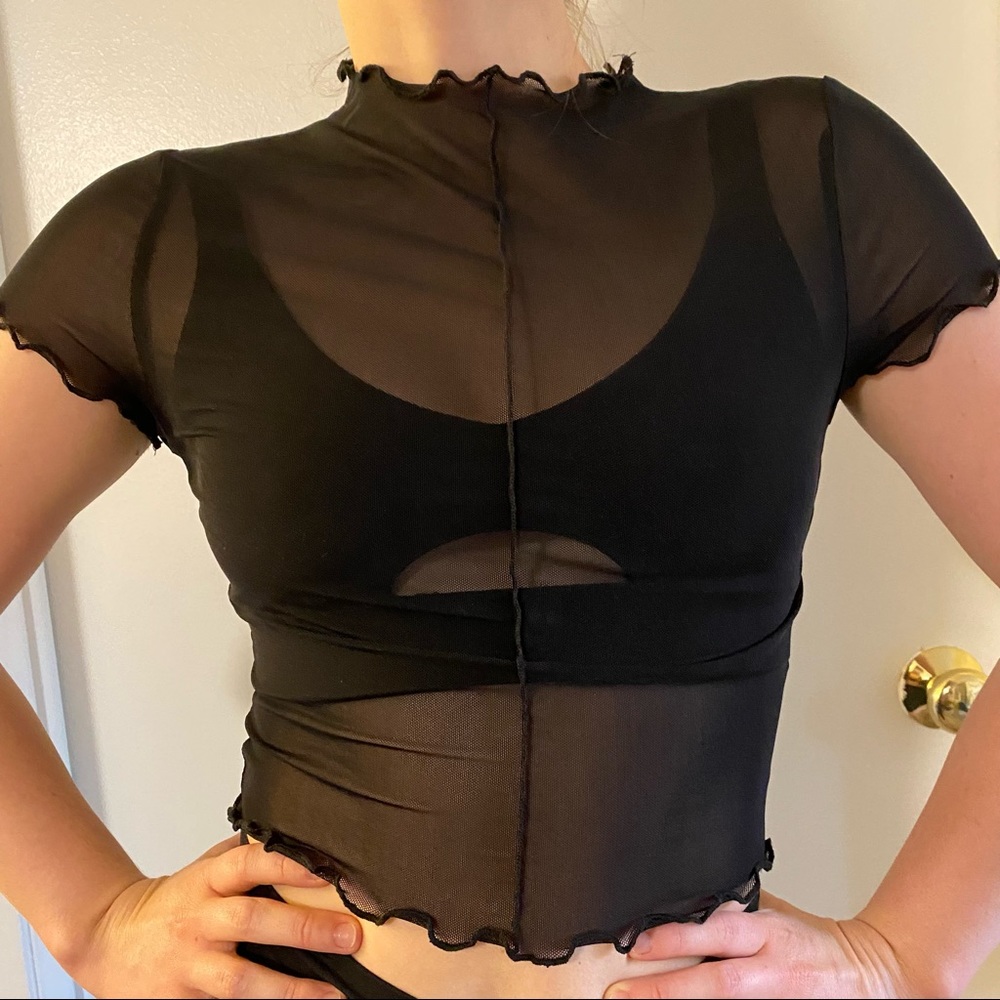 Small Mesh Black Crop Top